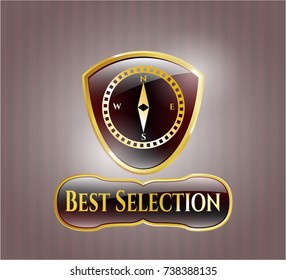  Golden badge with compass icon and Best Selection text inside