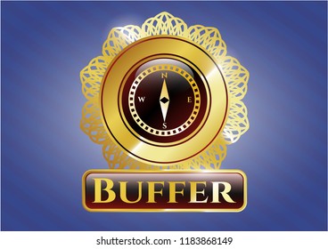  Golden badge with compass icon and Buffer text inside