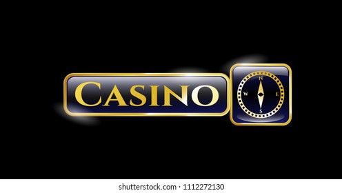   Golden badge with compass icon and Casino text inside