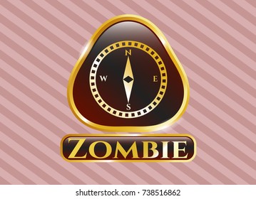  Golden badge with compass icon and Zombie text inside