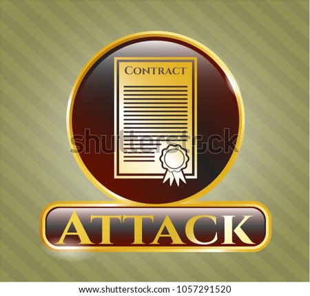  Golden badge with contract icon and Attack text inside