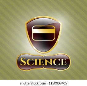  Golden badge with credit card icon and Science text inside