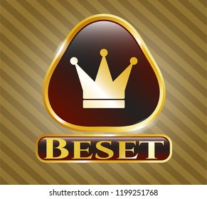  Golden badge with crown icon and Beset text inside