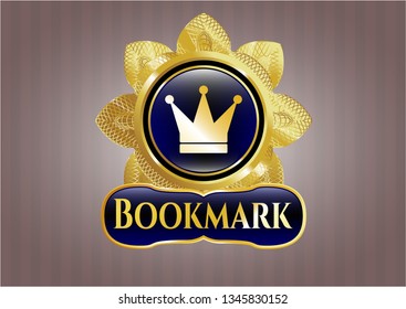  Golden badge with crown icon and Bookmark text inside