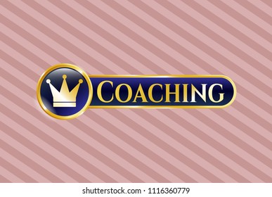  Golden badge with crown icon and Coaching text inside