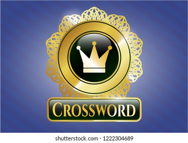 Golden Badge Crown Icon Crossword Text Stock Vector (Royalty Free