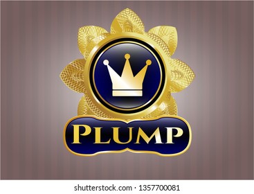  Golden badge with crown icon and Plump text inside