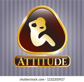 Golden badge with crunch icon and Attitude text inside