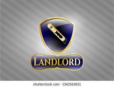  Golden badge with cutter icon and Landlord text inside