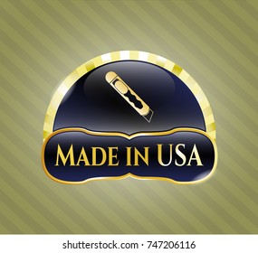  Golden badge with cutter icon and Made in USA text inside