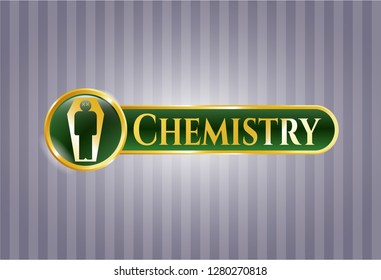  Golden badge with dead man in his coffin icon and Chemistry text inside