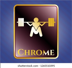  Golden badge with deep squat icon and Chrome text inside