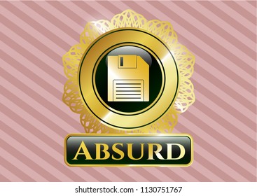  Golden badge with diskette icon and Absurd text inside