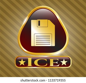  Golden badge with diskette icon and Ice text inside