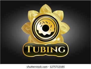  Golden badge with donut icon and Tubing text inside