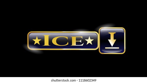  Golden badge with download icon and Ice text inside