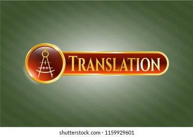  Golden badge with drawing compass icon and Translation text inside