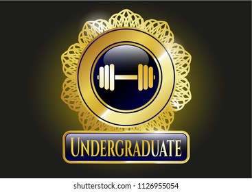  Golden badge with dumbbell icon and Undergraduate text inside