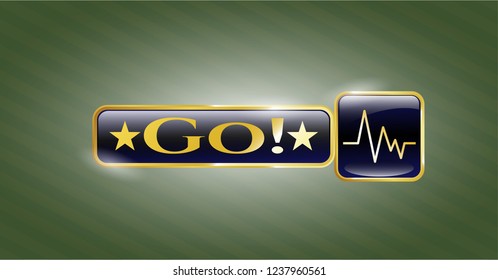  Golden badge with electrocardiogram icon and Go! text inside