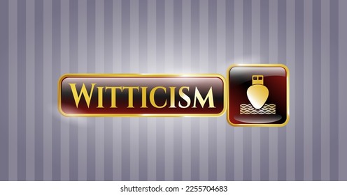 Golden badge or emblem with ship icon and Witticism text inside