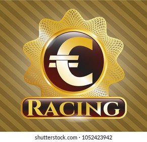  Golden badge with euro icon and Racing text inside