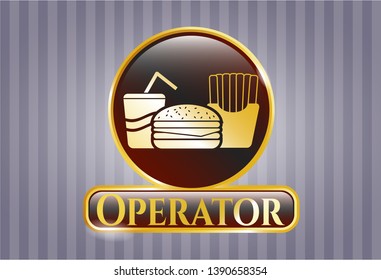  Golden badge with fast food icon and Operator text inside