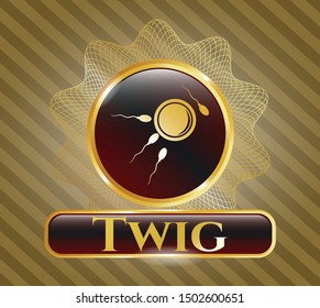  Golden badge with fertilization icon and Twig text inside