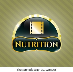  Golden badge with film icon and Nutrition text inside
