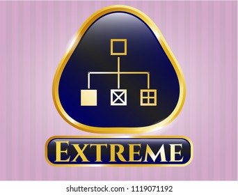  Golden badge with flowchart icon and Extreme text inside