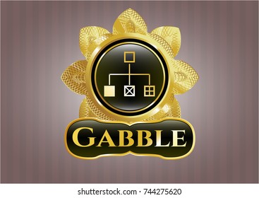  Golden badge with flowchart icon and Gabble text inside