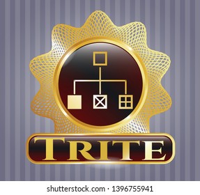  Golden badge with flowchart icon and Trite text inside