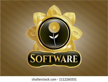  Golden badge with flower icon and Software text inside