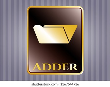 Golden badge with folder icon and Adder text inside