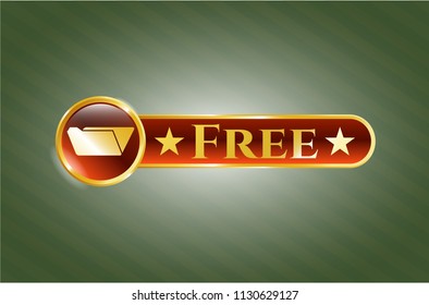  Golden badge with folder icon and Free text inside