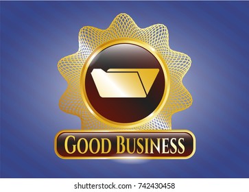  Golden badge with folder icon and Good Business text inside