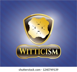  Golden badge with four leaf clover icon and Witticism text inside