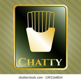  Golden badge with fries icon and Chatty text inside
