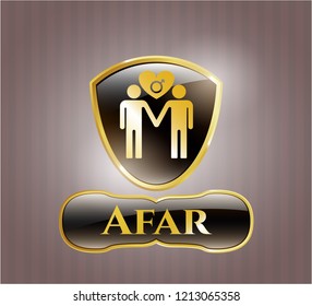  Golden badge with gay men love icon and Afar text inside