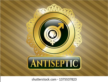  Golden badge with gender dysphoria icon and Antiseptic text inside