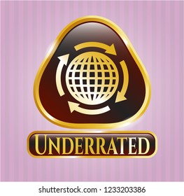  Golden badge with globalization icon and Underrated text inside