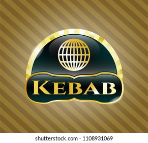  Golden badge with globe, website icon and Kebab text inside