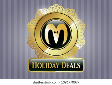  Golden badge with goat head icon and Holiday Deals text inside