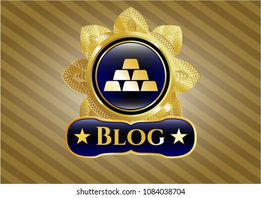   Golden badge with gold bullion icon and Blog text inside
