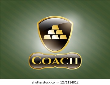  Golden badge with gold bullion icon and Coach text inside