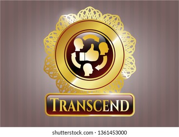  Golden badge with good customer feedback icon and Transcend text inside