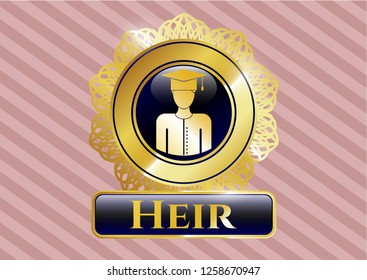  Golden badge with graduated icon and Heir text inside