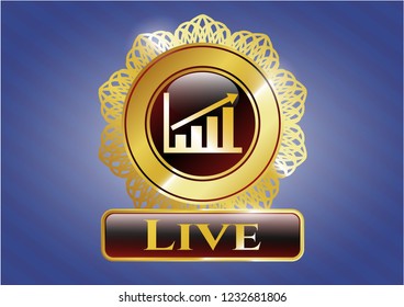  Golden badge with growth chart icon and Live text inside