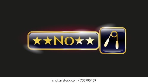  Golden badge with hand gripper icon and No text inside