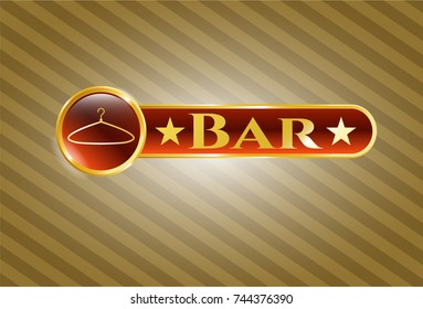  Golden badge with hanger icon and Bar text inside