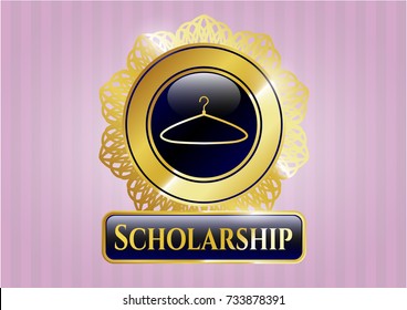  Golden badge with hanger icon and Scholarship text inside